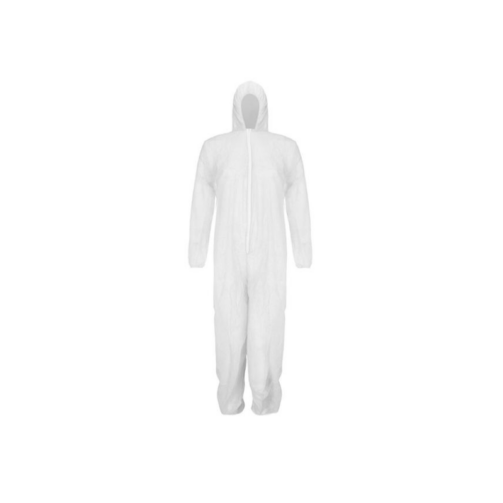 Combinaison jetable blanche en polypropylène non tissé avec capuche