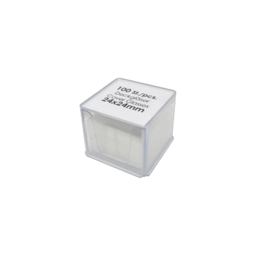 Boîte de 100 lamelles couvre-objets en verre 24 × 24 mm pour microscope
