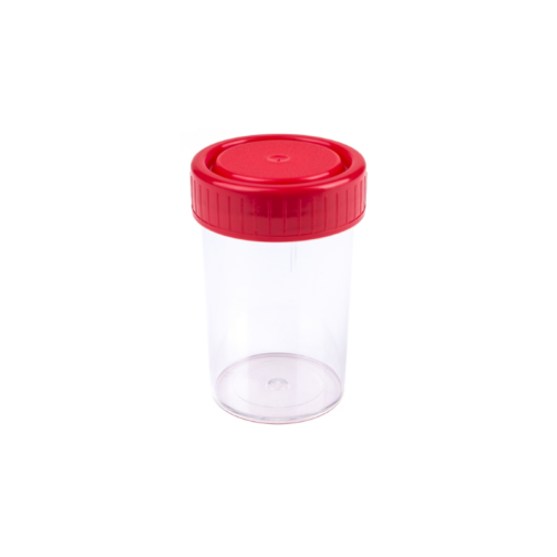 Pot de prélèvement stérile avec couvercle rouge 60 ml et 120 ml