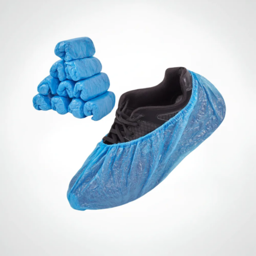 Surchaussures jetables bleues en polypropylène non tissé avec élastique
