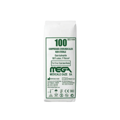 Compresses de gaze tissées non stériles en 100 % coton hydrophile pour les soins vétérinaires et médicaux, boîte de 100