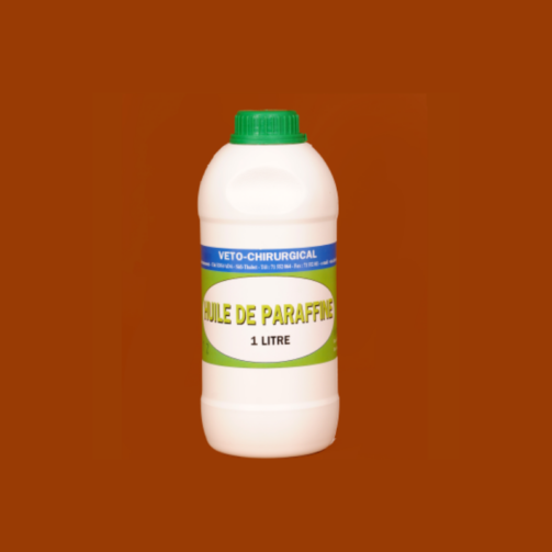 Bouteille d’huile de paraffine vétérinaire 1 litre pour usage professionnel en clinique vétérinaire
