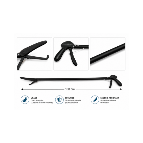 Pince de capture de 100 cm en aluminium pour chats et reptiles
