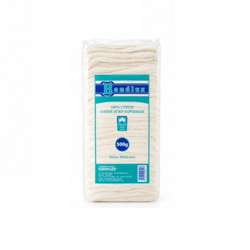 Sachet de coton cardé 500 g pour le rembourrage sous les bandages, plâtres et dispositifs d'immobilisation vétérinaires