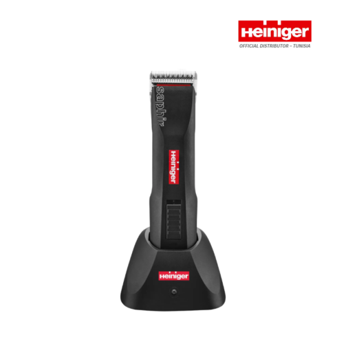 Tondeuse sans fil Heiniger Saphir Basic noire pour le toilettage des petits animaux.