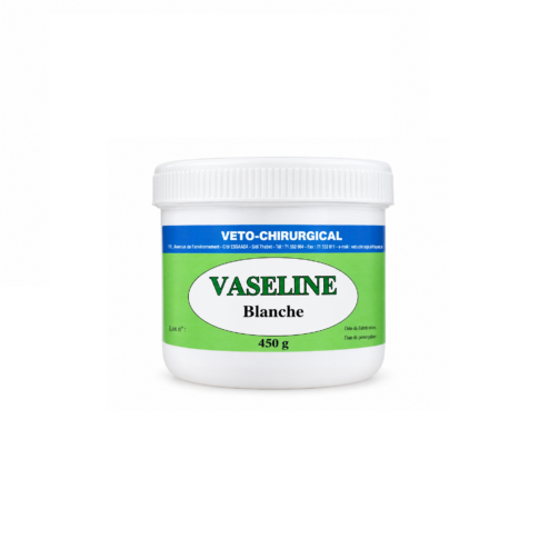 Pot de vaseline blanche vétérinaire 450 g pour lubrification lors des examens et manipulations animales